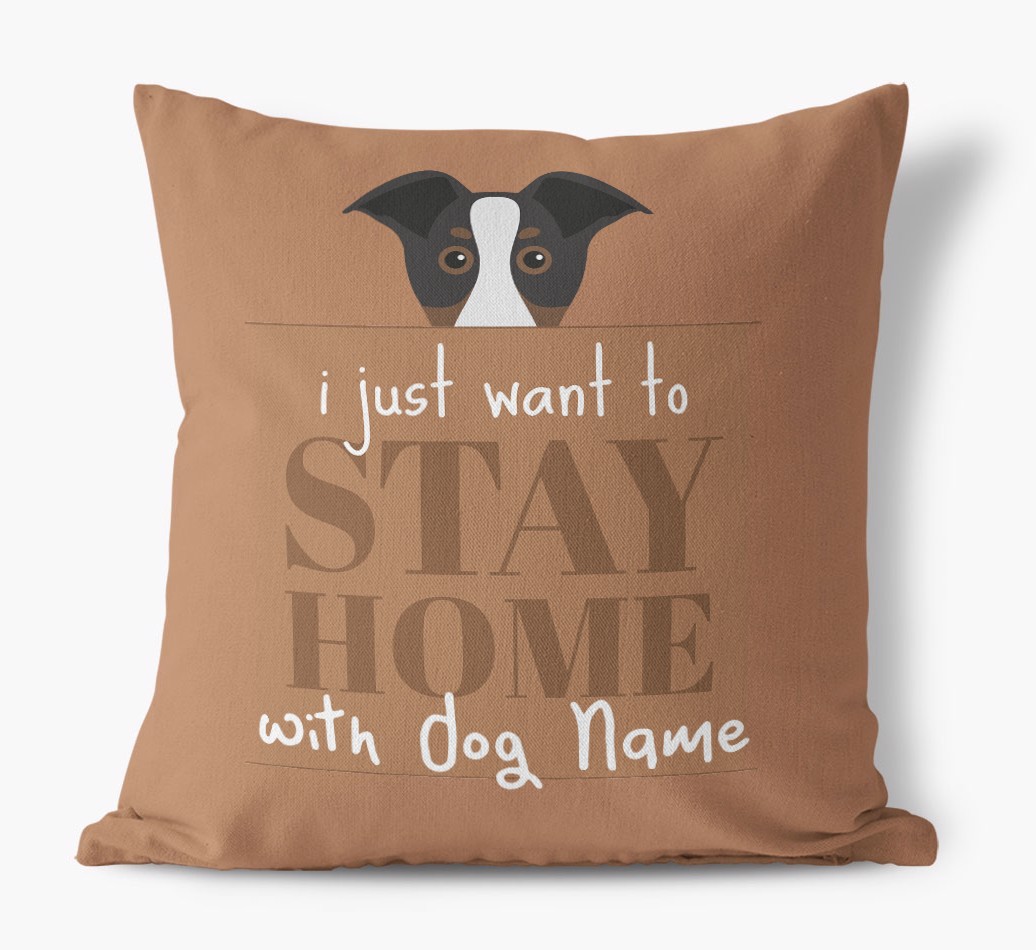 Stay Home: Personalised {breedFullName} Canvas Cushion