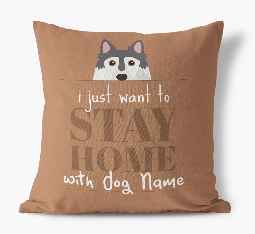 Stay Home: Personalised {breedFullName} Canvas Cushion