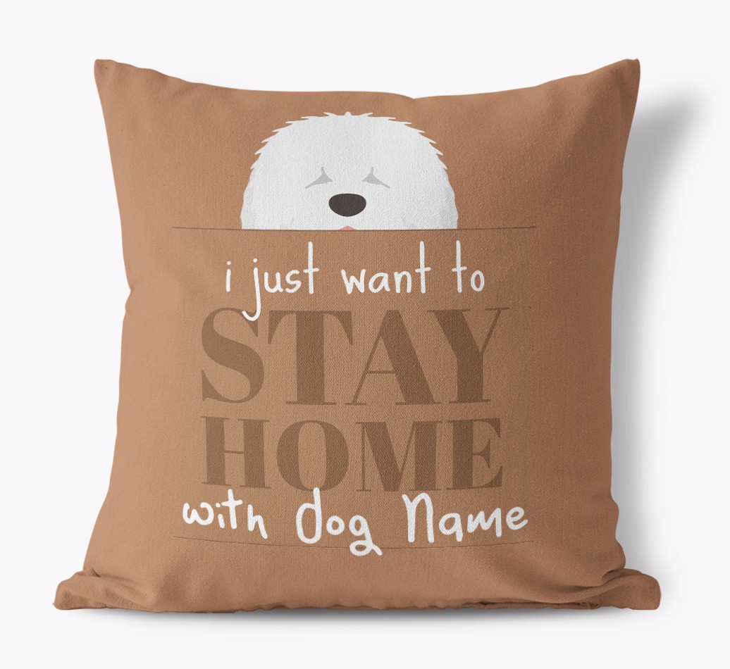 Stay Home: Personalized {breedFullName} Canvas Pillow