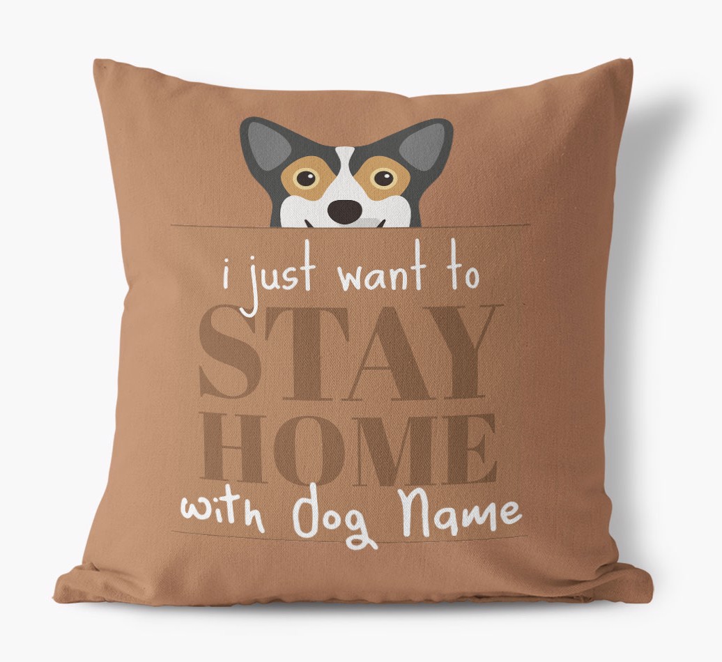 Stay Home: Personalised {breedFullName} Canvas Cushion