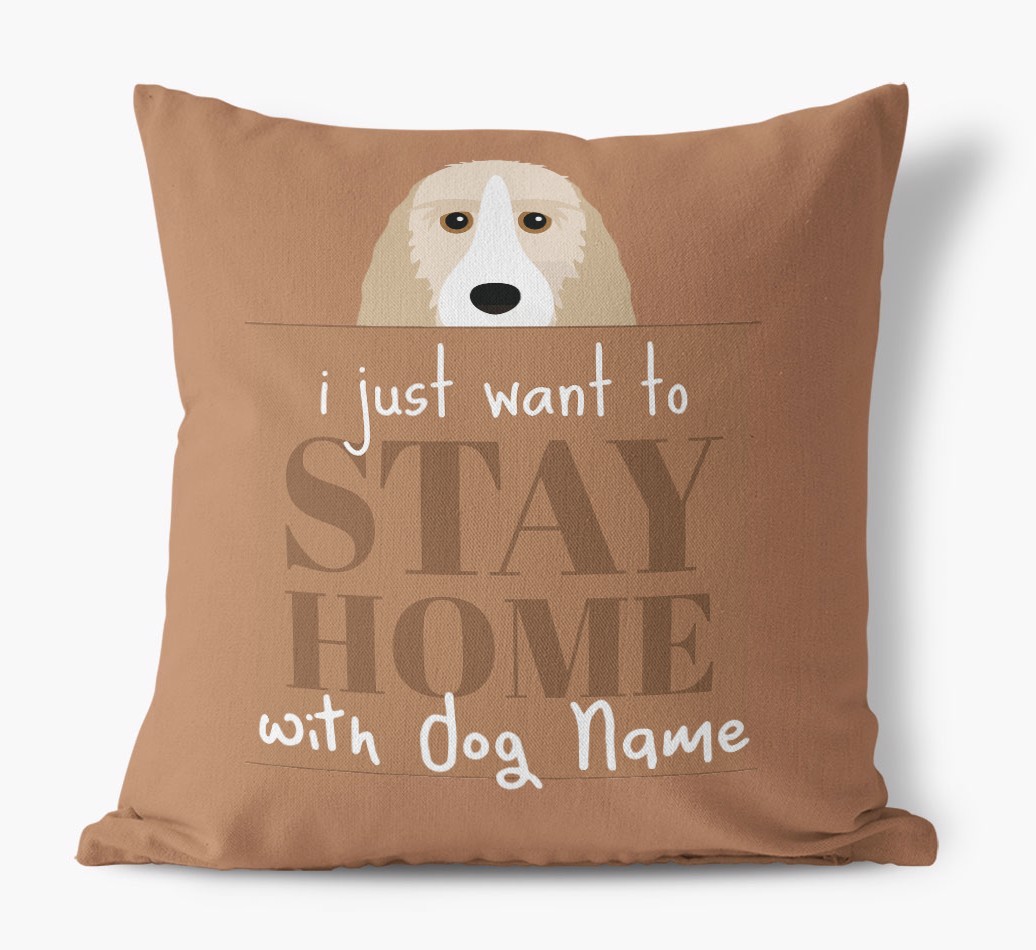Stay Home: Personalised {breedFullName} Canvas Cushion