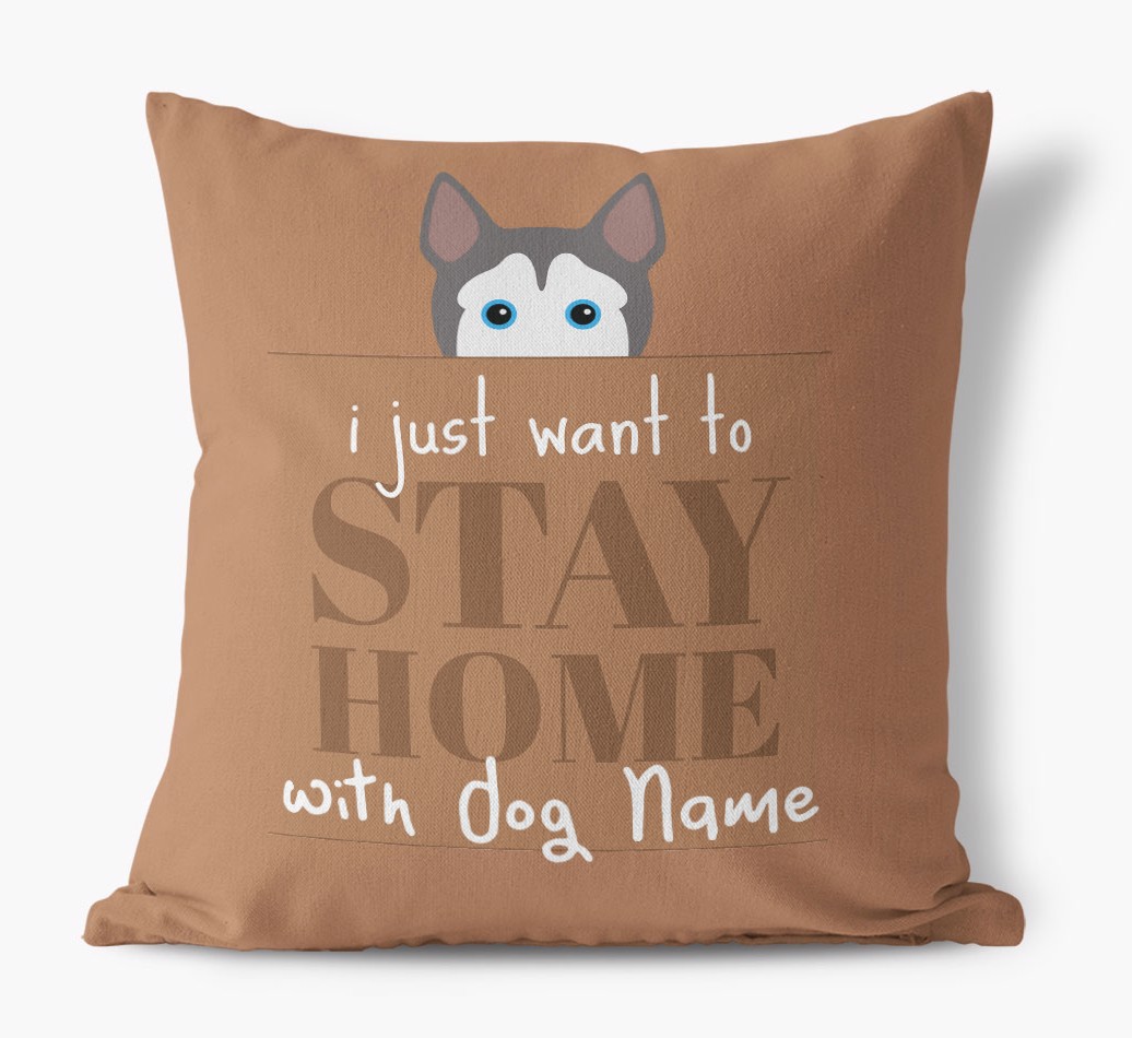 Stay Home: Personalised {breedFullName} Canvas Cushion