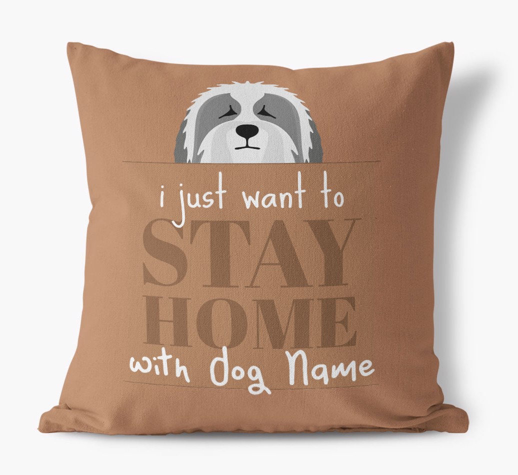 Stay Home: Personalised {breedFullName} Canvas Cushion