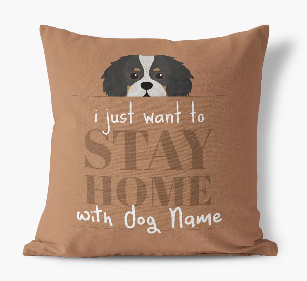 Stay Home: Personalised {breedFullName} Canvas Cushion