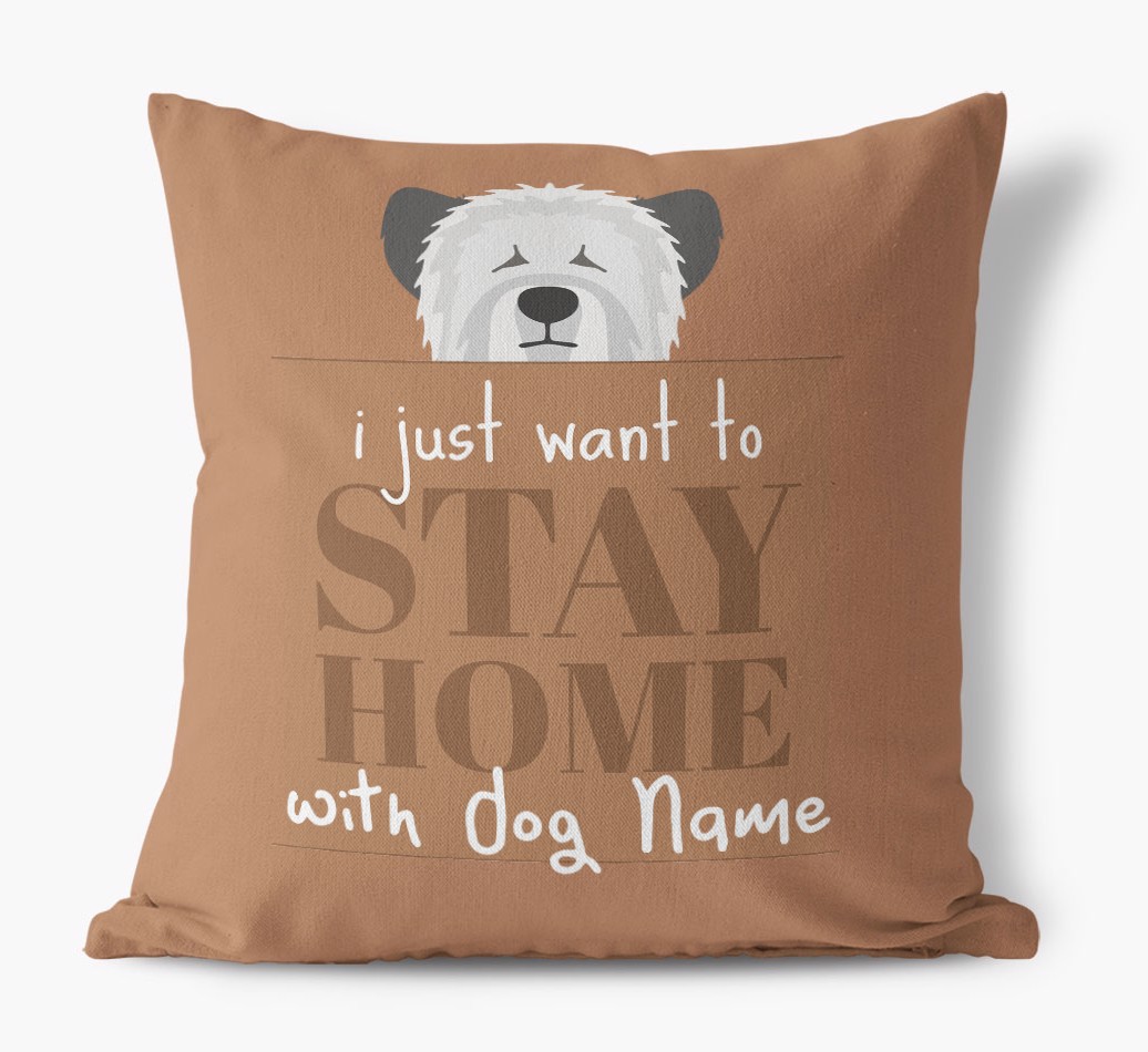 Stay Home: Personalised {breedFullName} Canvas Cushion