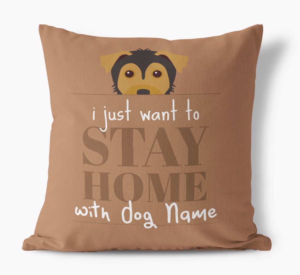 Stay Home: Personalised {breedFullName} Canvas Cushion
