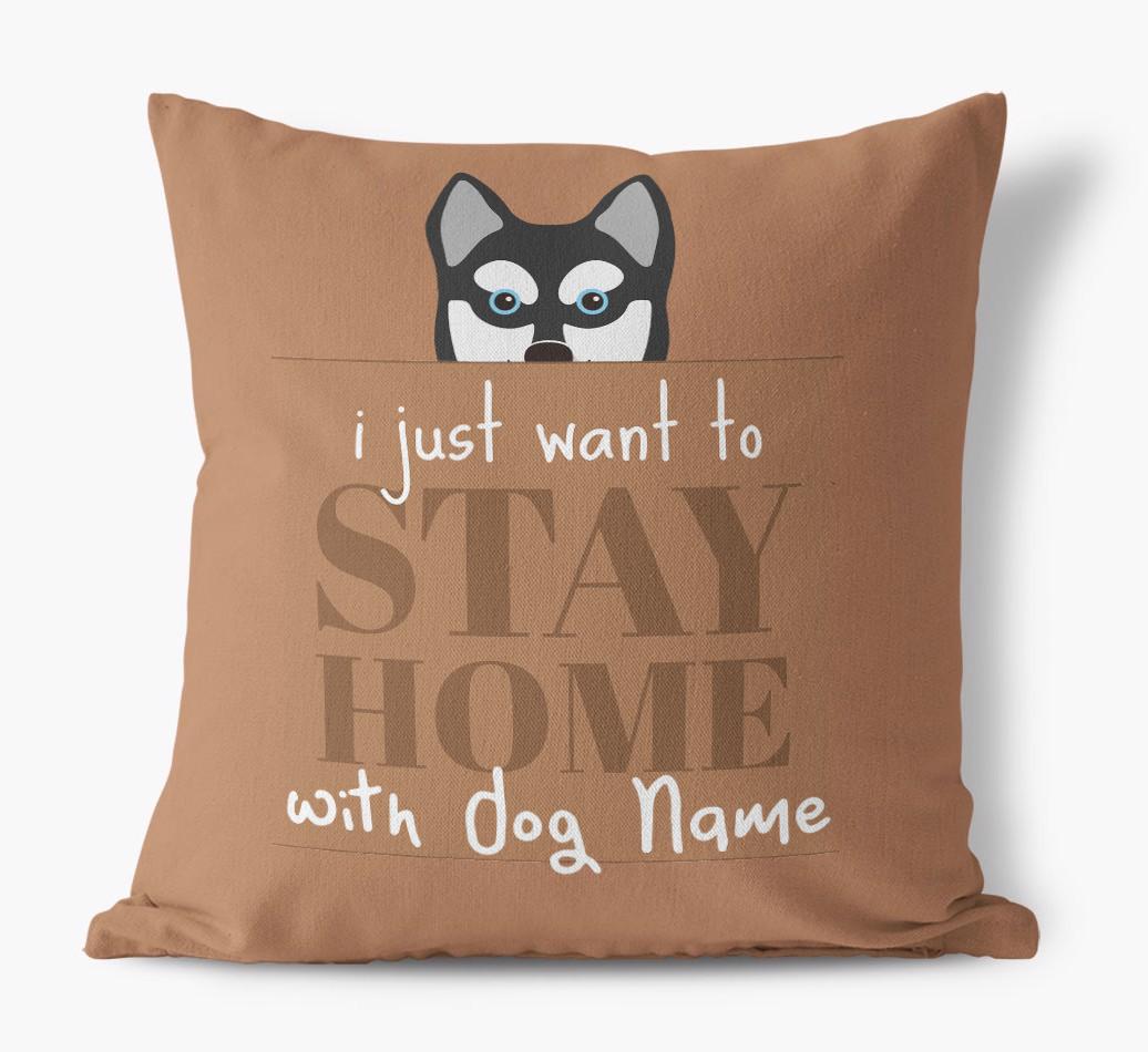 Stay Home: Personalized {breedFullName} Canvas Pillow