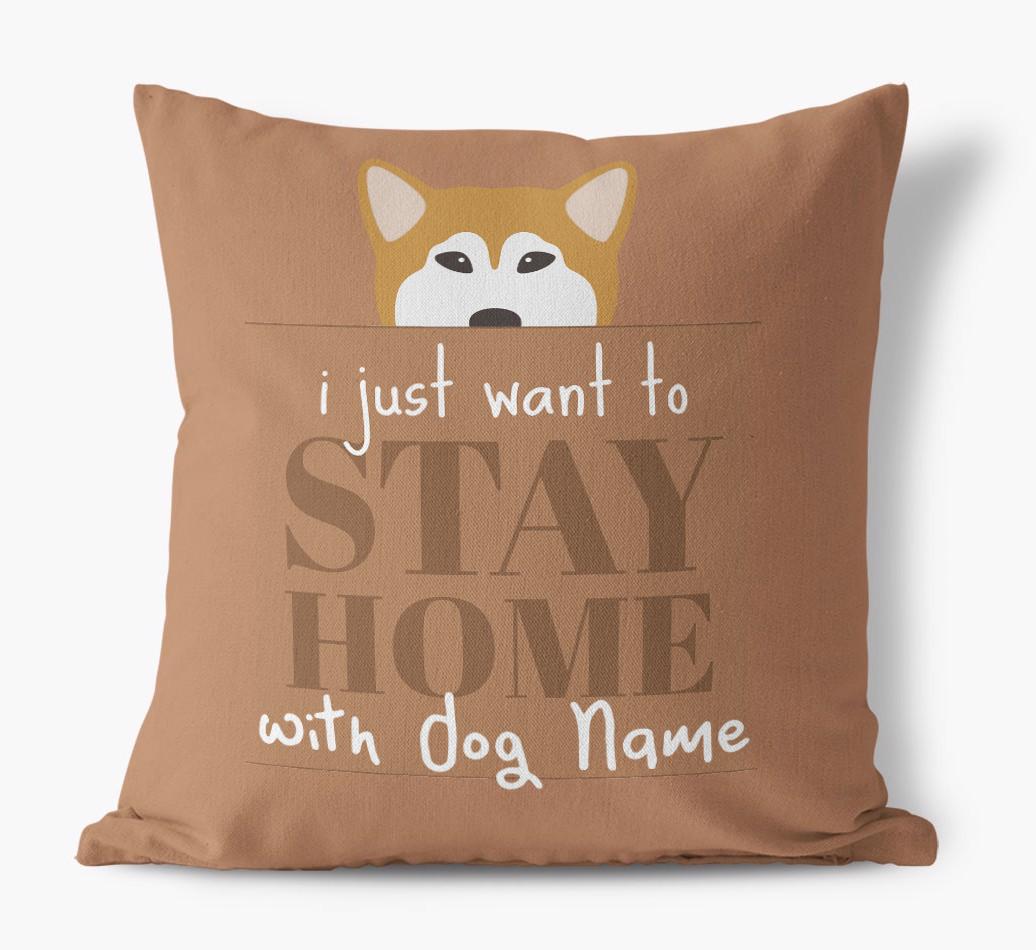 Stay Home: Personalized {breedFullName} Canvas Pillow