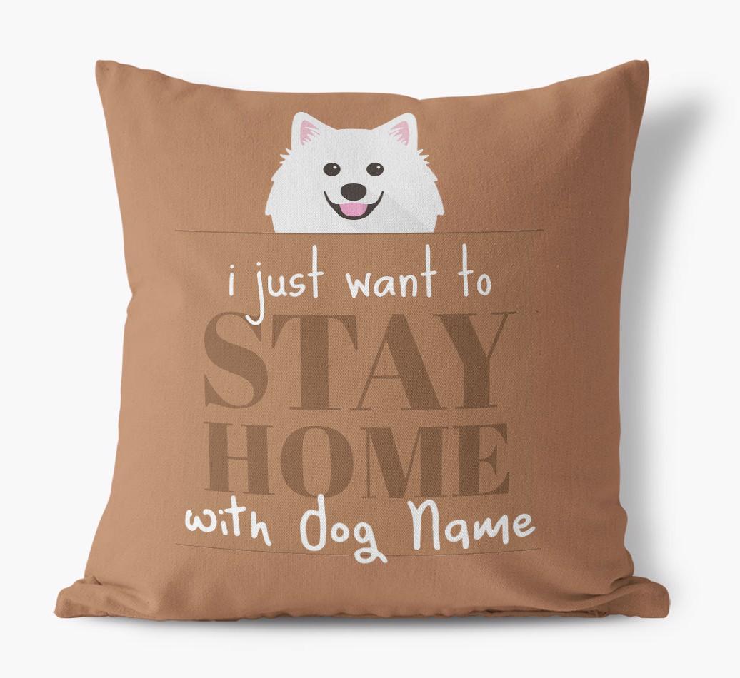 Stay Home: Personalized {breedFullName} Canvas Pillow