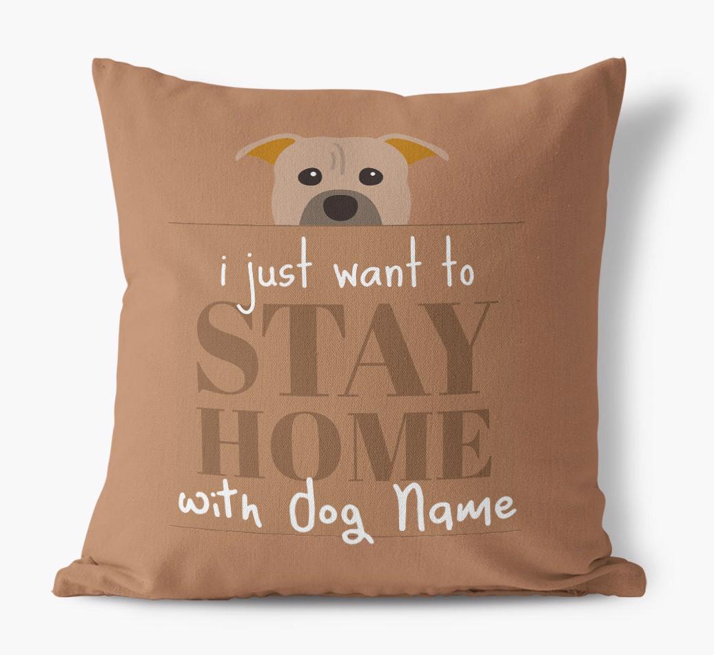 Stay Home: Personalized {breedFullName} Canvas Pillow