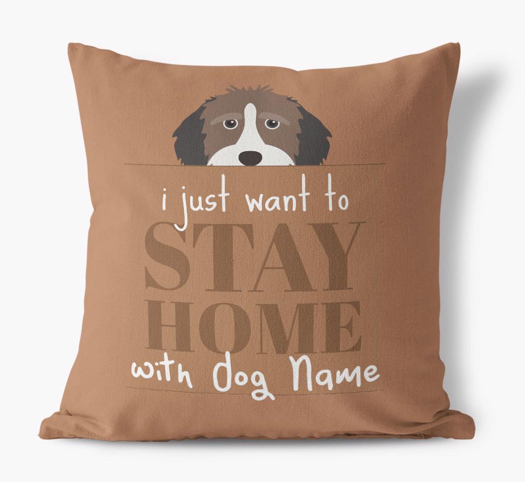 Stay Home: Personalized {breedFullName} Canvas Pillow