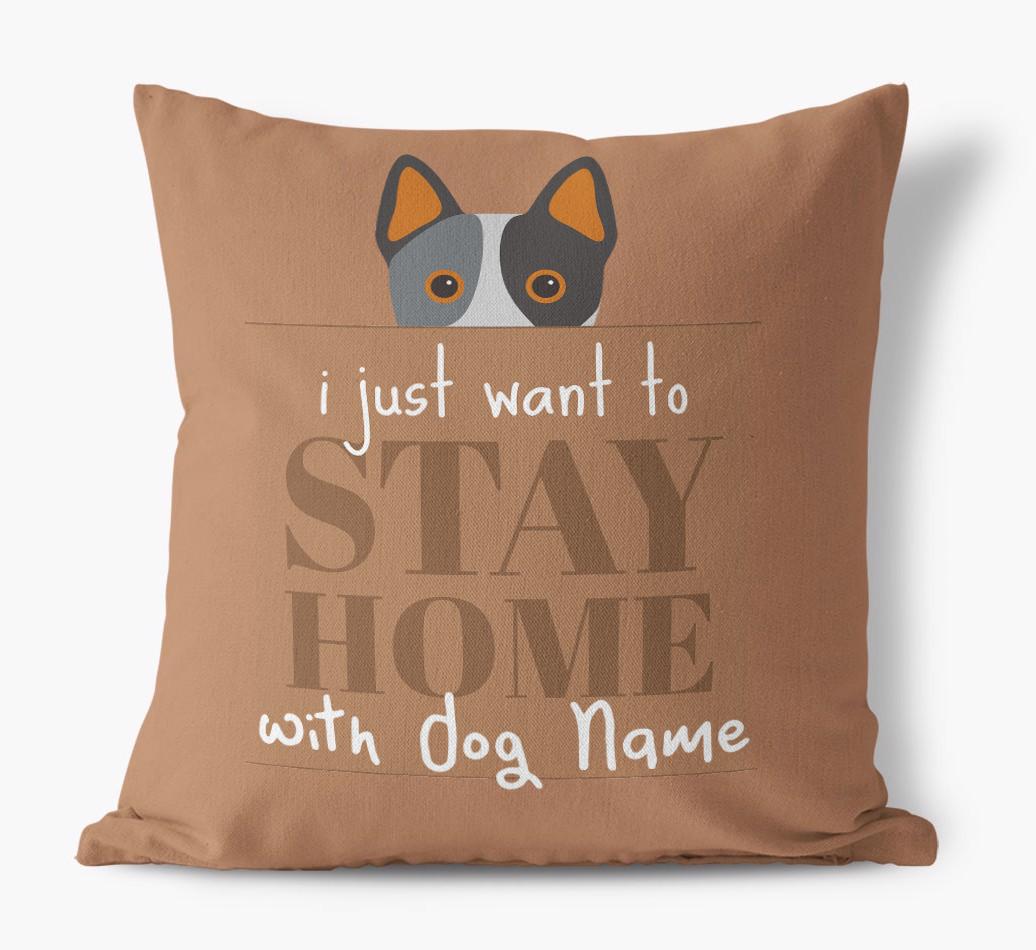 Stay Home: Personalized {breedFullName} Canvas Pillow
