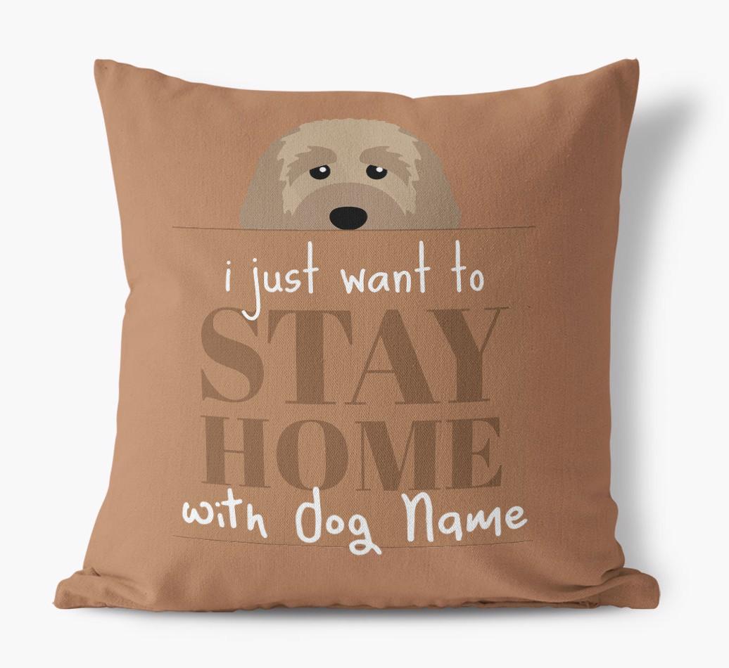 Stay Home: Personalized {breedFullName} Canvas Pillow
