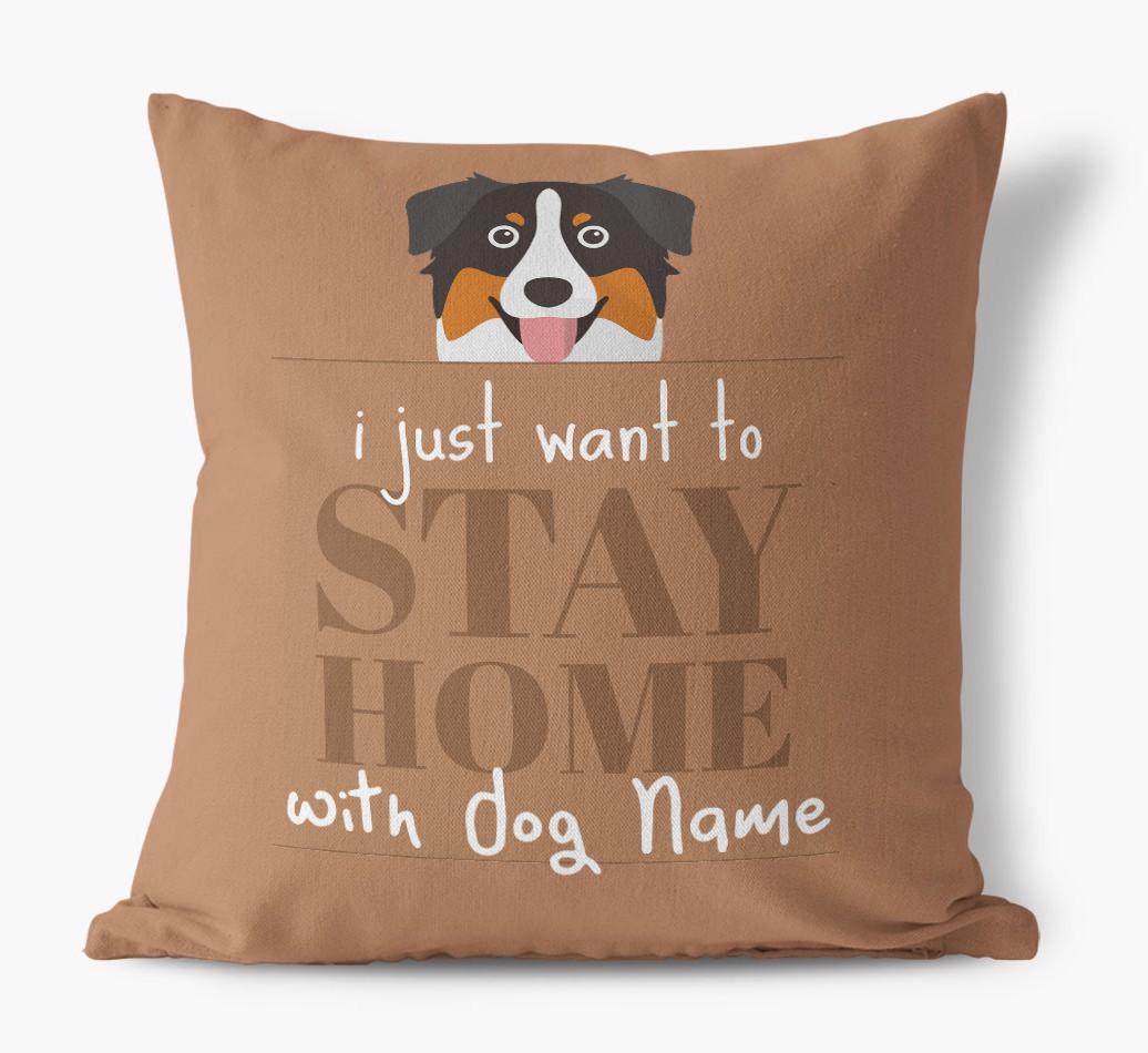 Stay Home: Personalized {breedFullName} Canvas Pillow