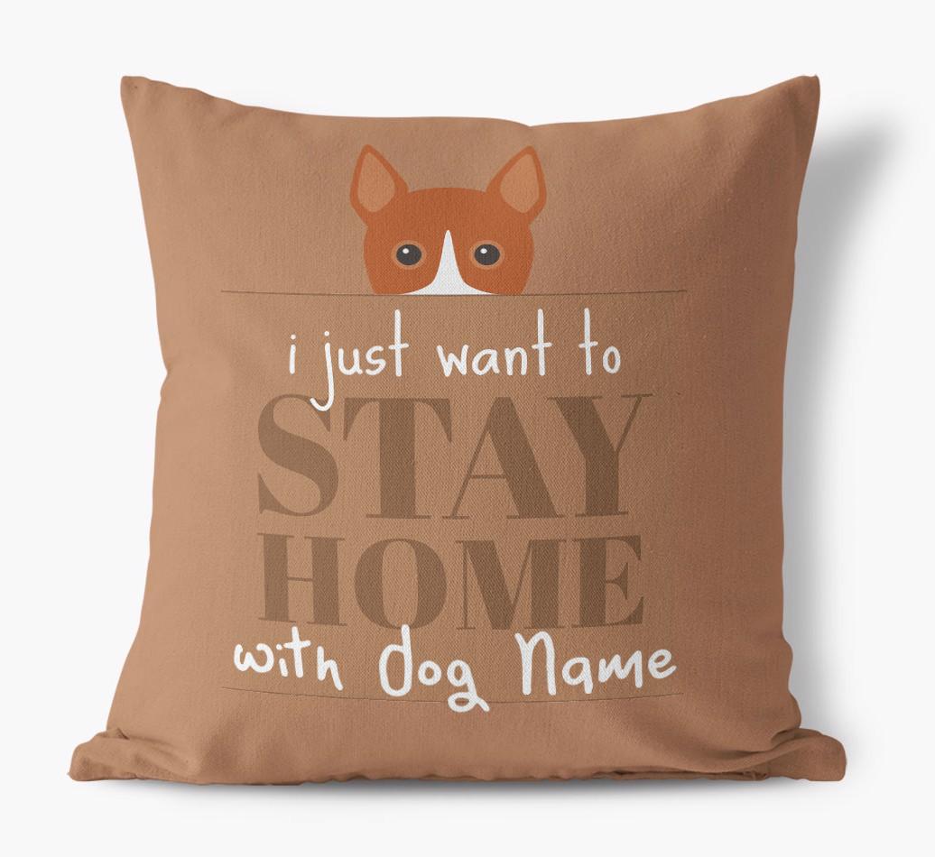 Stay Home: Personalized {breedFullName} Canvas Pillow