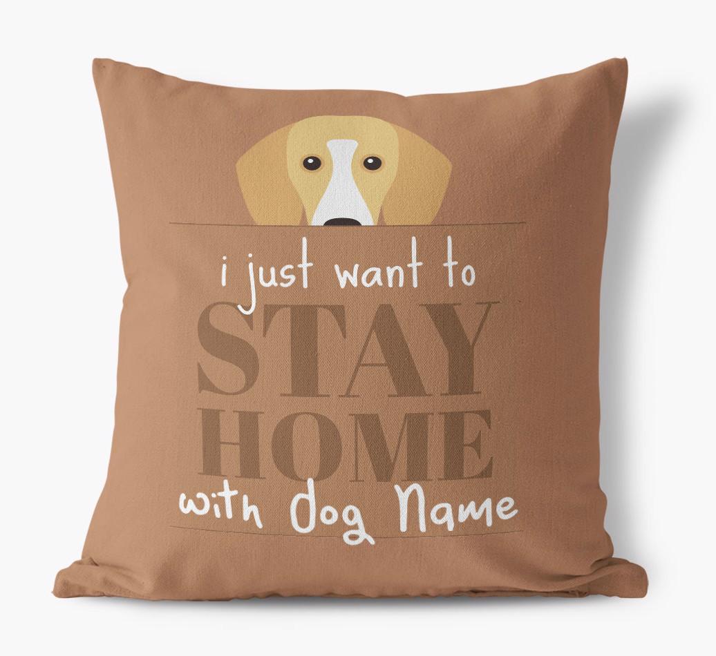 Stay Home: Personalized {breedFullName} Canvas Pillow
