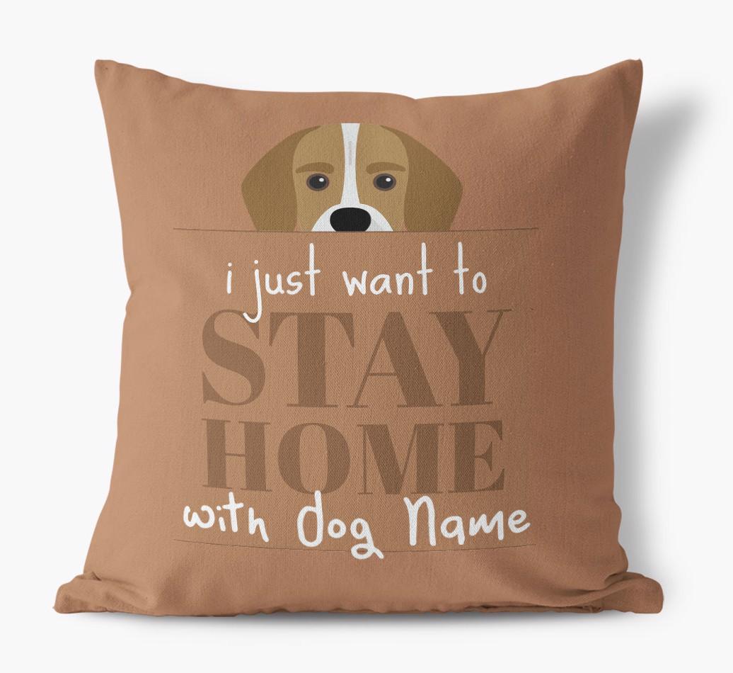Stay Home: Personalized {breedFullName} Canvas Pillow