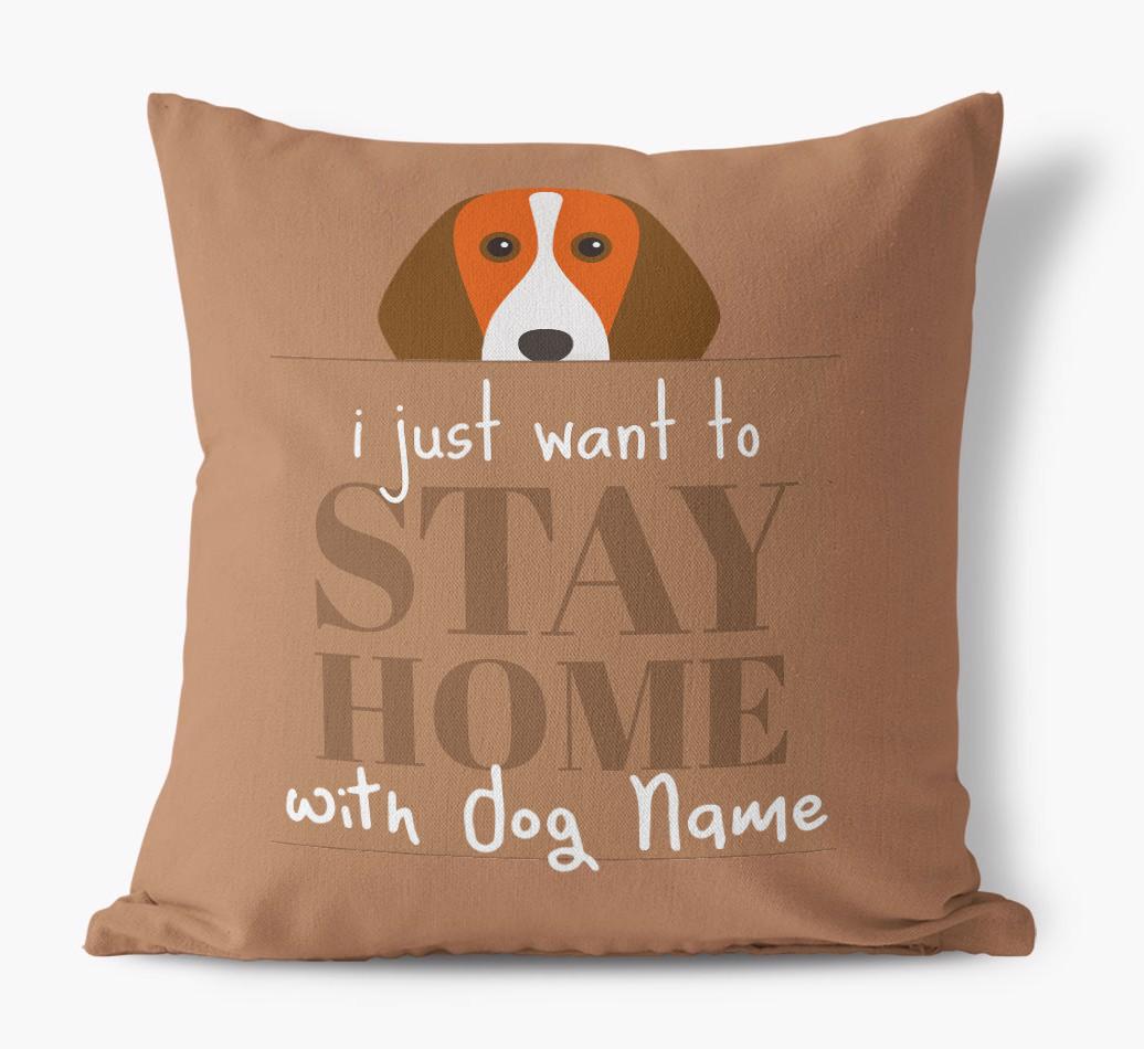 Stay Home: Personalized {breedFullName} Canvas Pillow