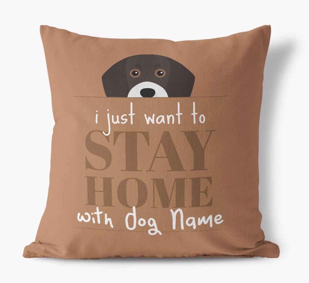 Stay Home: Personalized {breedFullName} Canvas Pillow