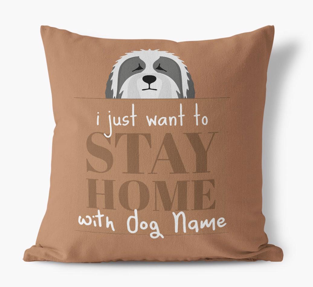 Stay Home: Personalized {breedFullName} Canvas Pillow