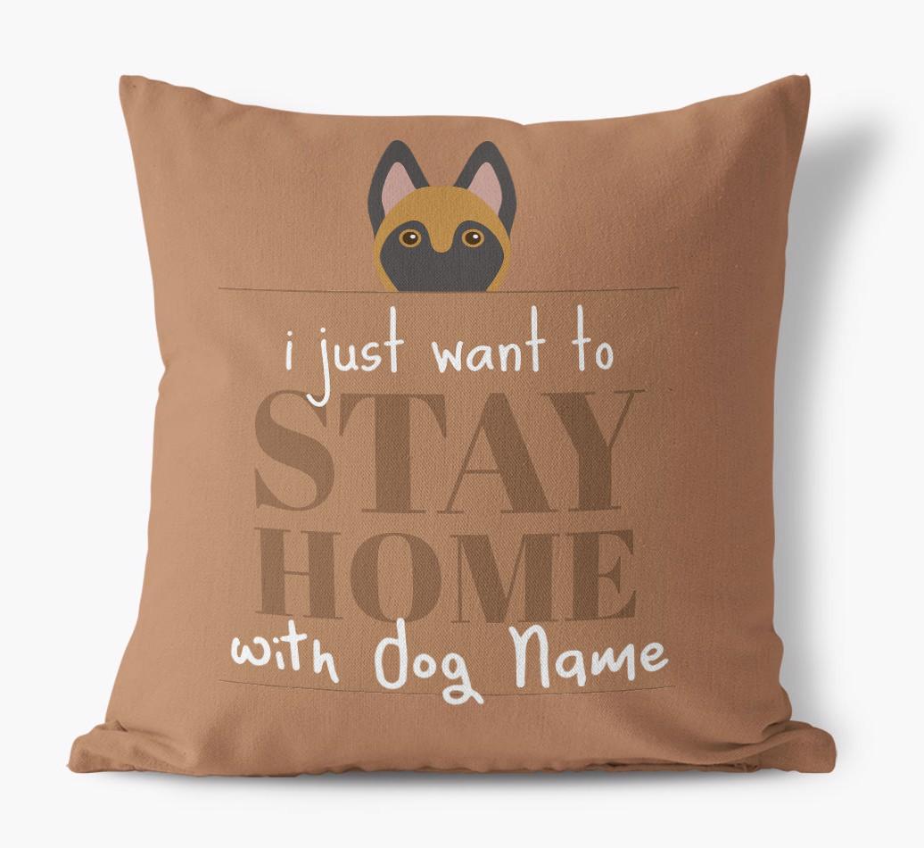 Stay Home: Personalized {breedFullName} Canvas Pillow