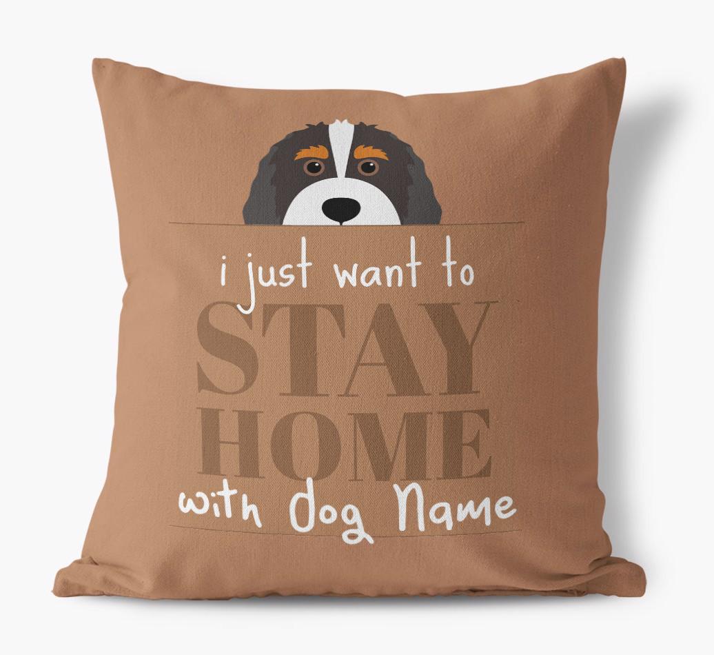 Stay Home: Personalized {breedFullName} Canvas Pillow
