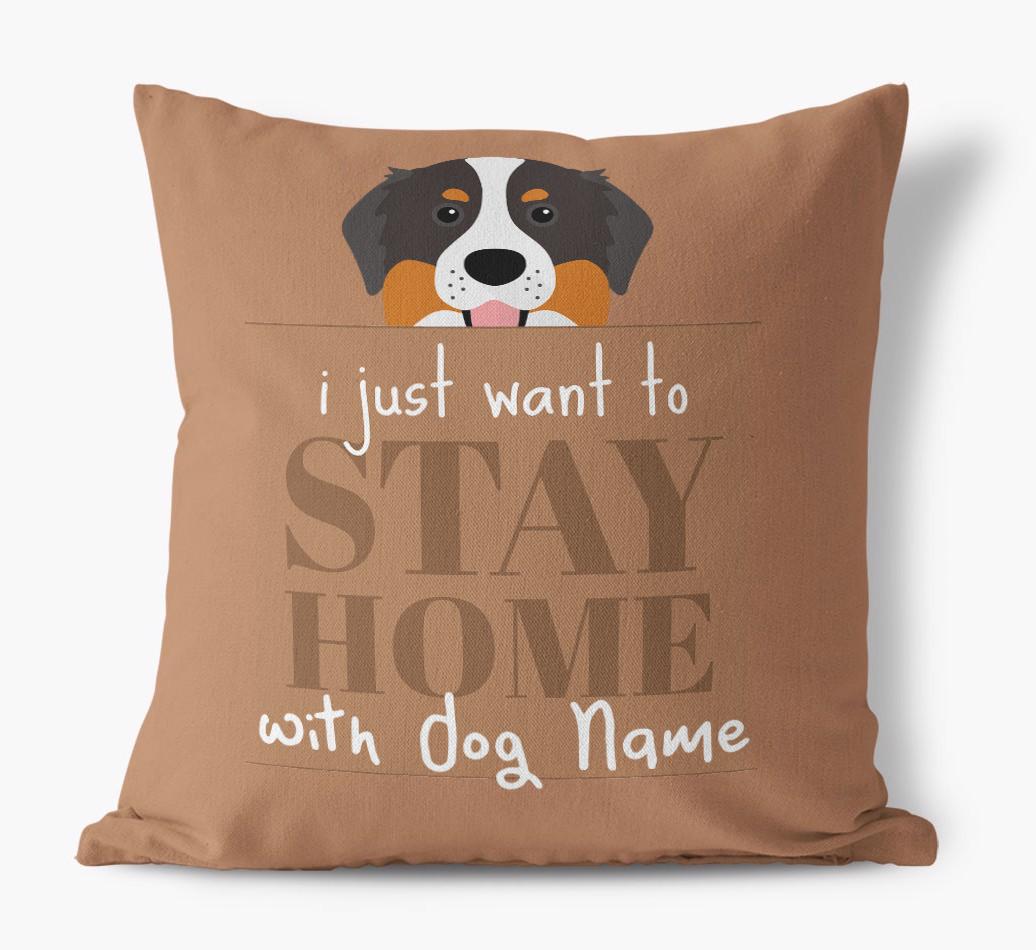Stay Home: Personalized {breedFullName} Canvas Pillow