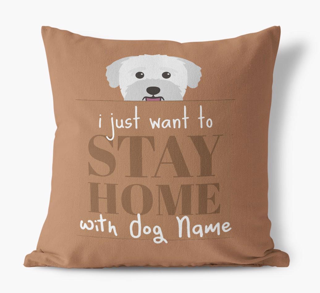Stay Home: Personalized {breedFullName} Canvas Pillow