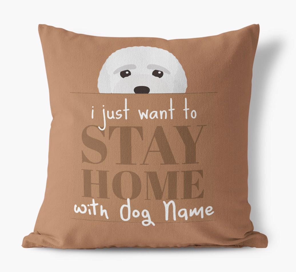 Stay Home: Personalized {breedFullName} Canvas Pillow
