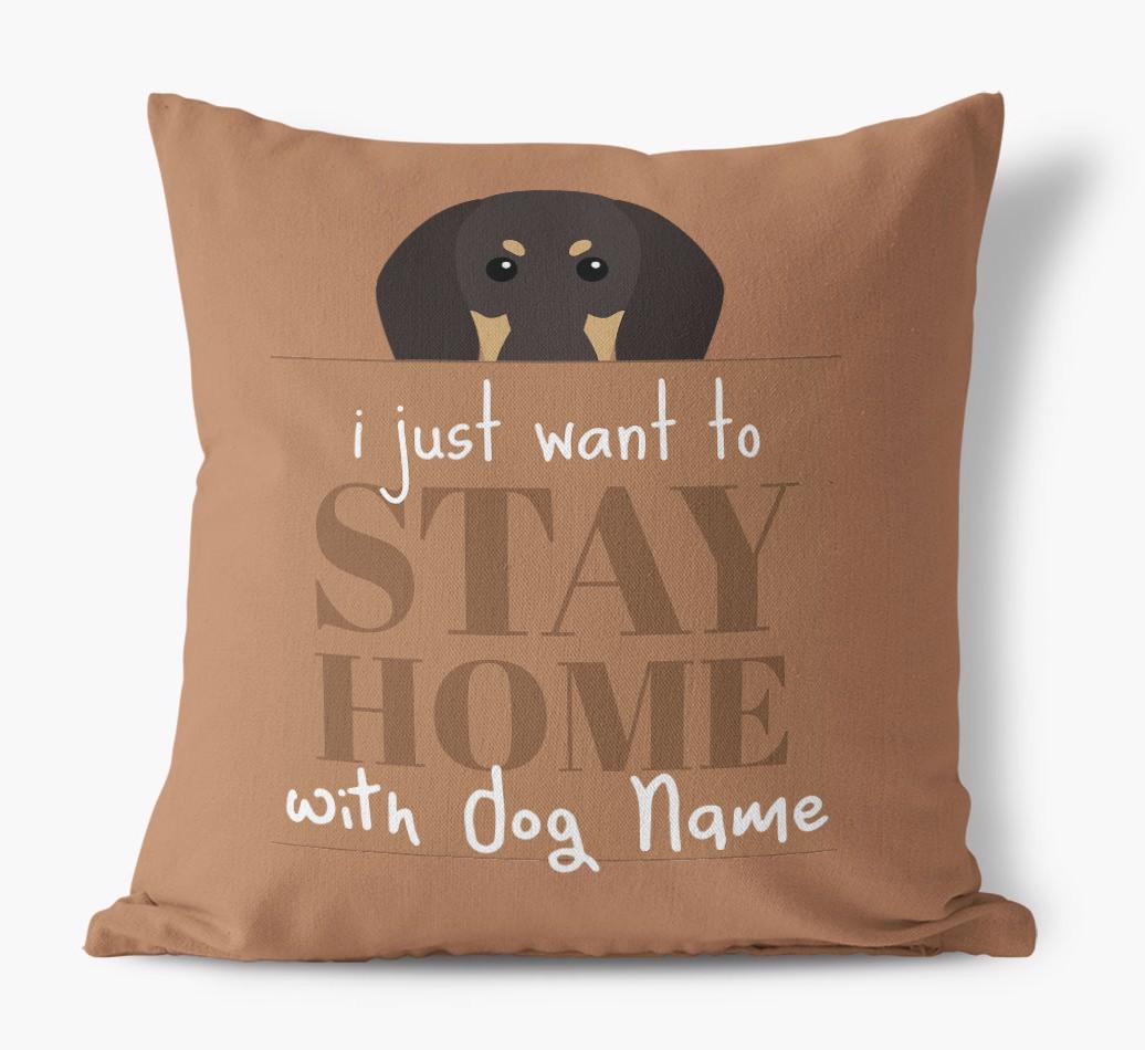 Stay Home: Personalized {breedFullName} Canvas Pillow