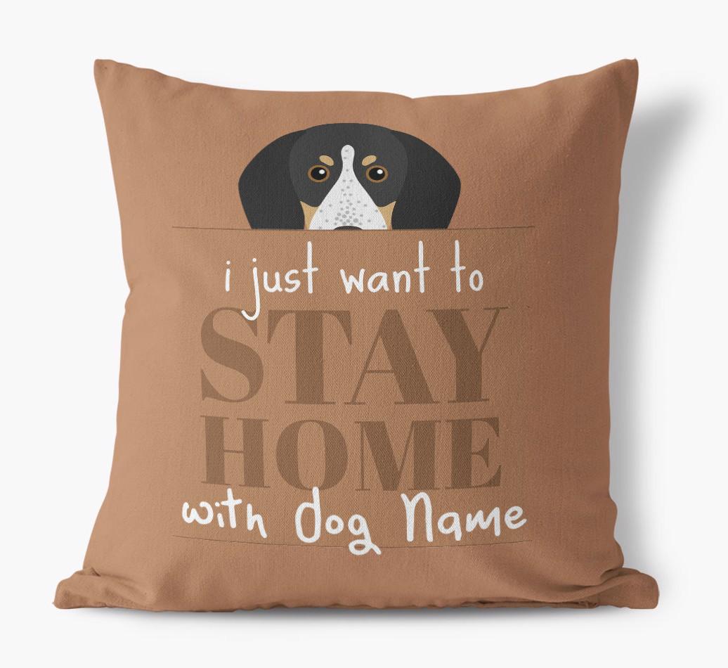 Stay Home: Personalized {breedFullName} Canvas Pillow