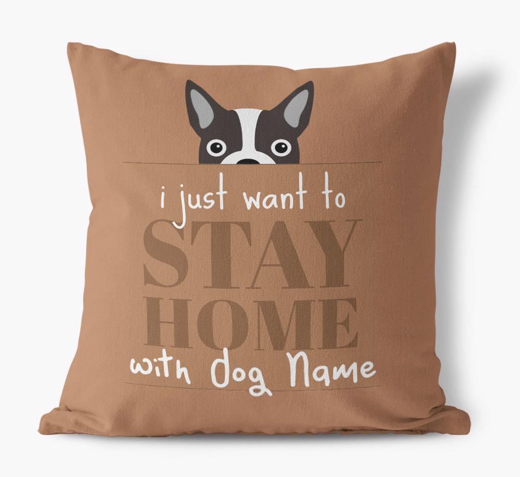 Stay Home: Personalized {breedFullName} Canvas Pillow