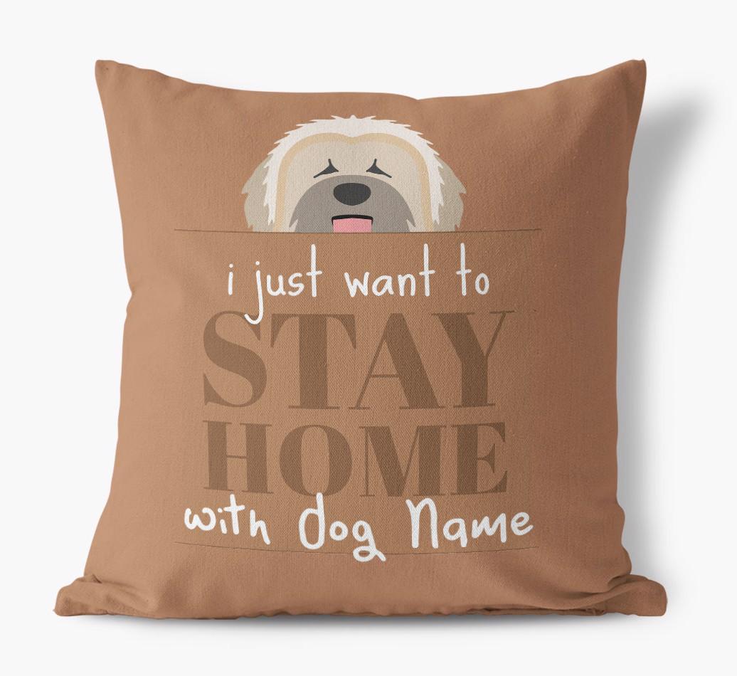 Stay Home: Personalized {breedFullName} Canvas Pillow