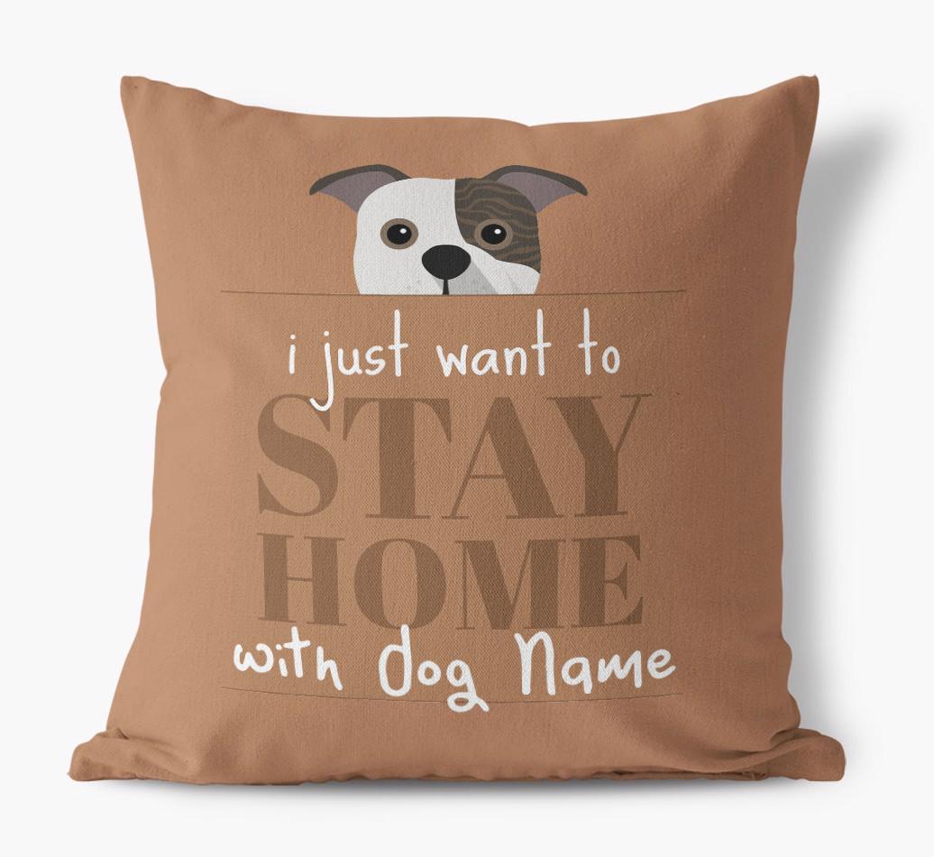 Stay Home: Personalized {breedFullName} Canvas Pillow