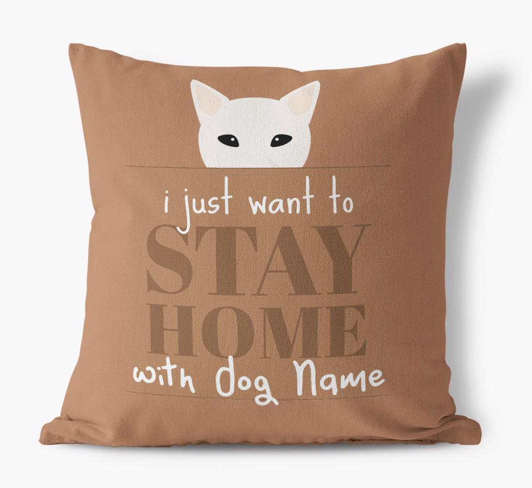 Stay Home: Personalized {breedFullName} Canvas Pillow