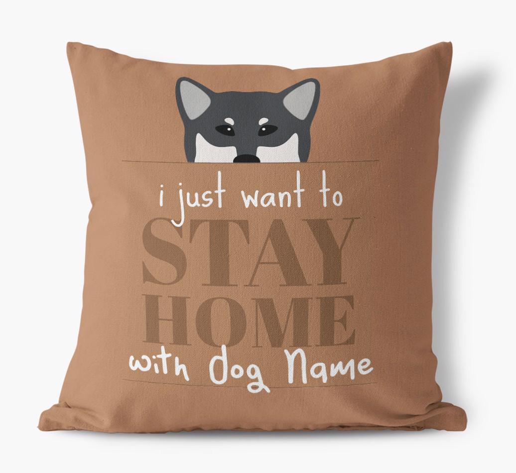 Stay Home: Personalized {breedFullName} Canvas Pillow