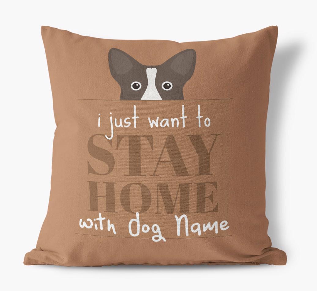 Stay Home: Personalized {breedFullName} Canvas Pillow