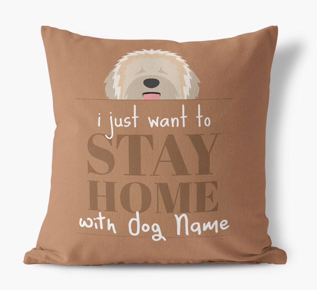 Stay Home: Personalized {breedFullName} Canvas Pillow