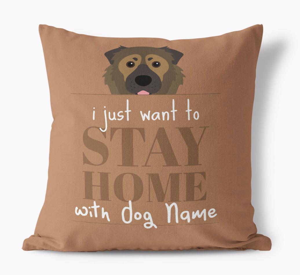 Stay Home: Personalized {breedFullName} Canvas Pillow