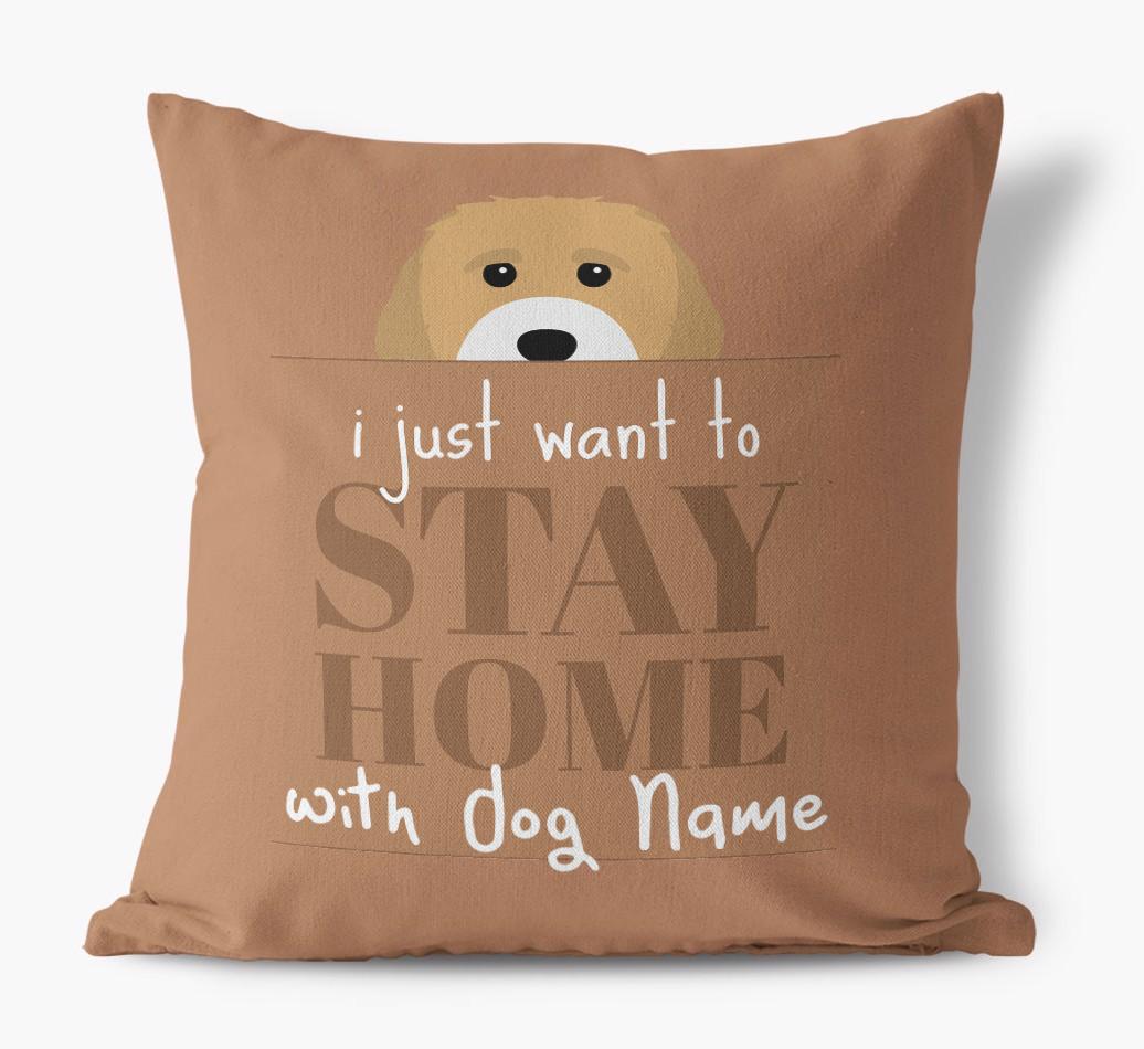 Stay Home: Personalized {breedFullName} Canvas Pillow