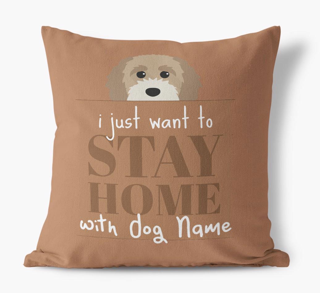 Stay Home: Personalized {breedFullName} Canvas Pillow