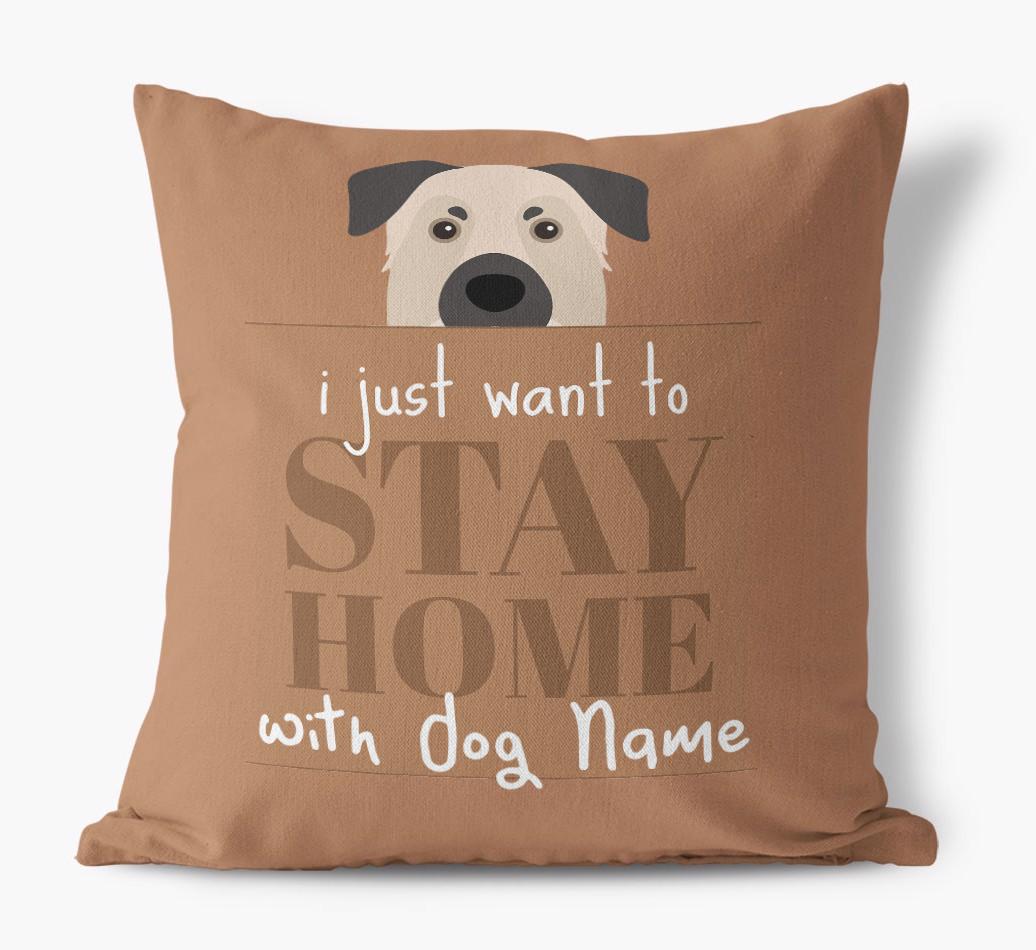 Stay Home: Personalized {breedFullName} Canvas Pillow