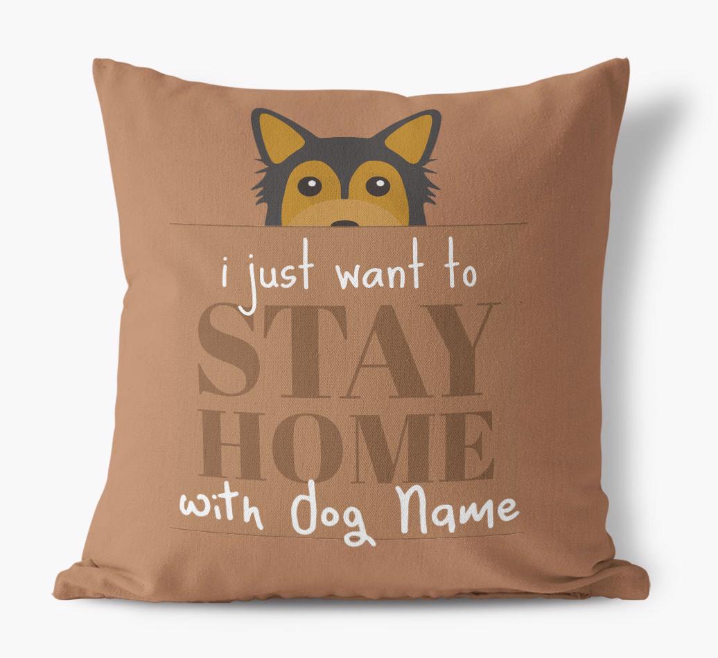 Stay Home: Personalized {breedFullName} Canvas Pillow