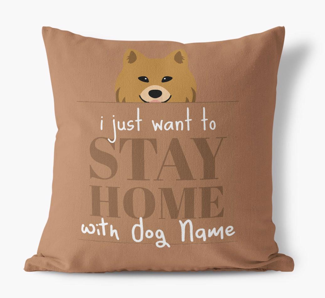 Stay Home: Personalized {breedFullName} Canvas Pillow