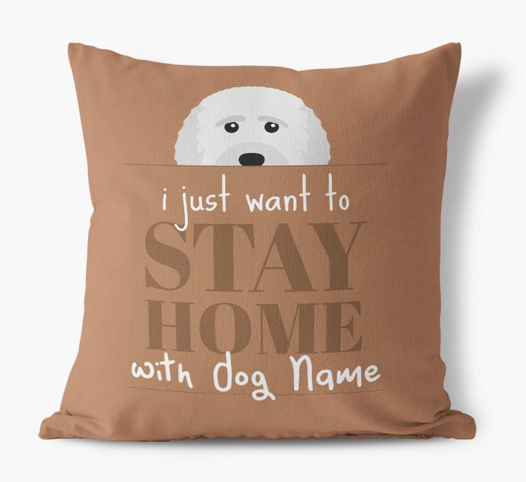 Stay Home: Personalized {breedFullName} Canvas Pillow