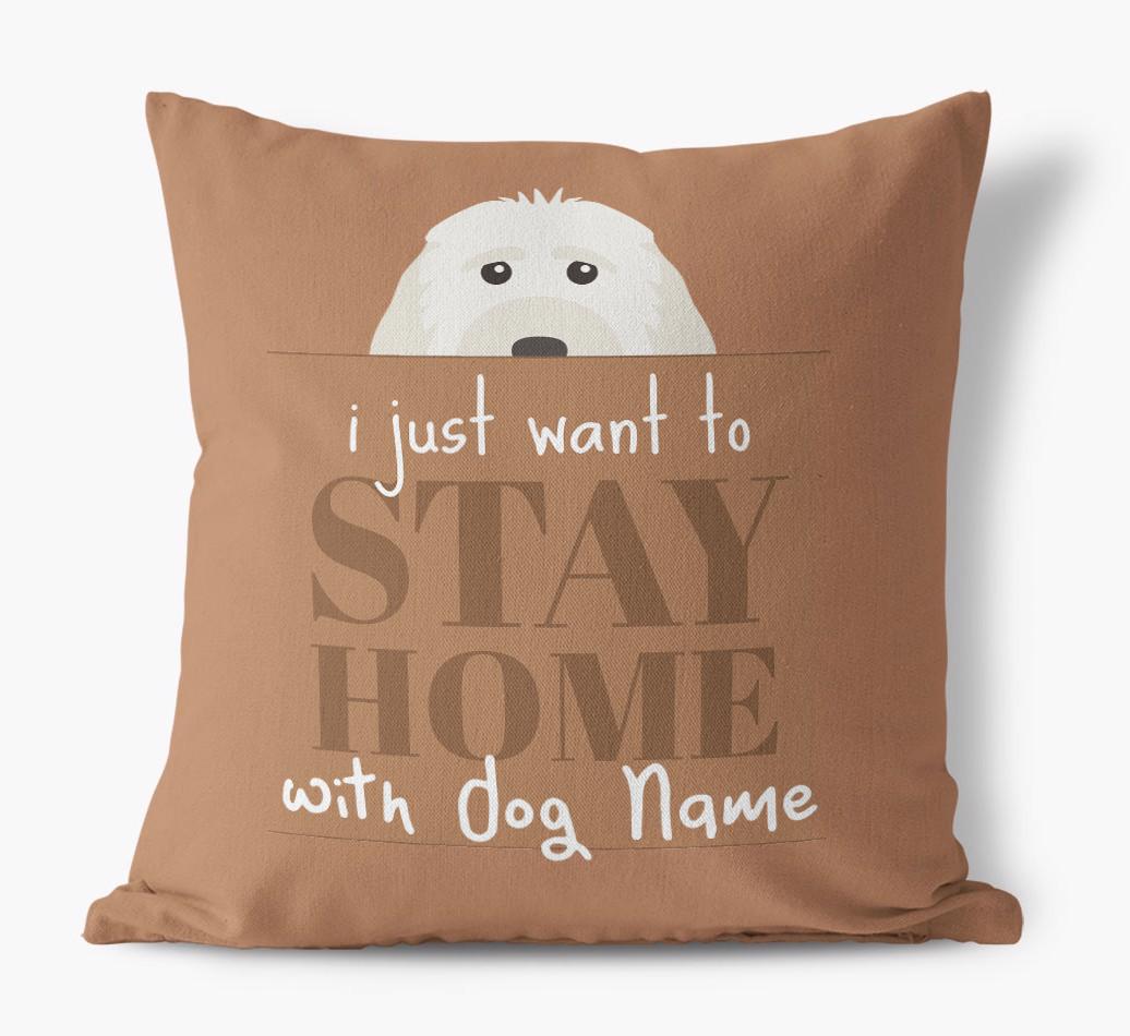 Stay Home: Personalized {breedFullName} Canvas Pillow