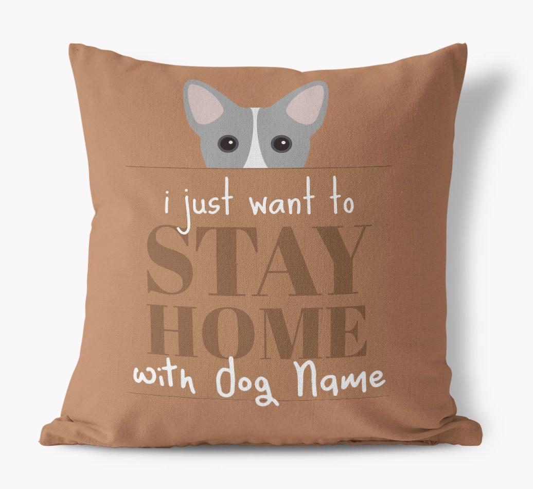 Stay Home: Personalized {breedFullName} Canvas Pillow