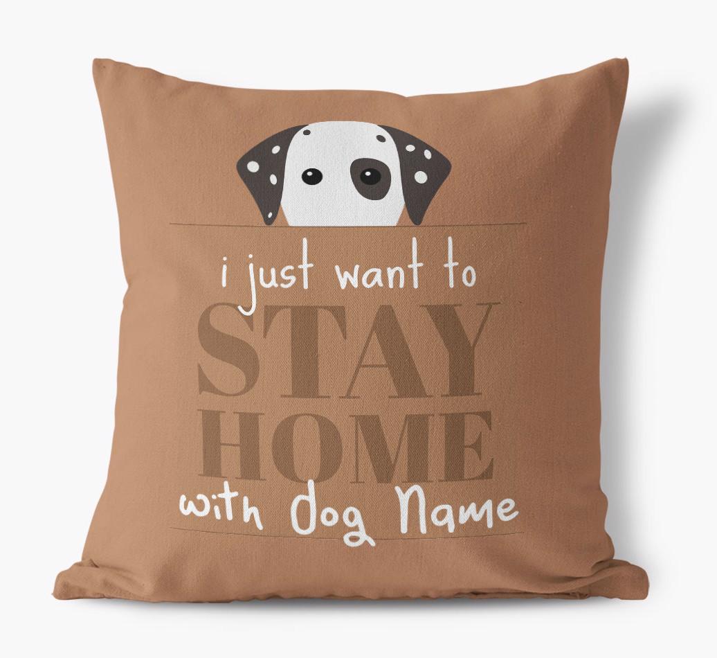 Stay Home: Personalized {breedFullName} Canvas Pillow