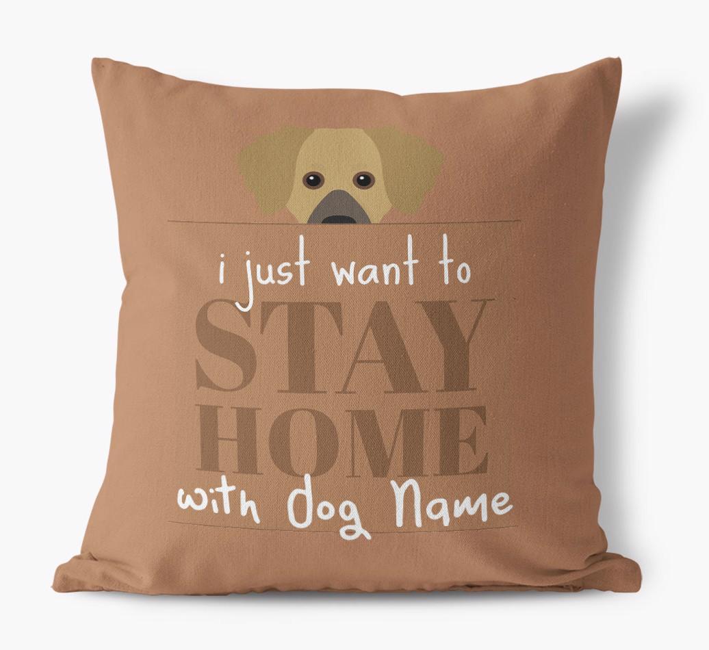 Stay Home: Personalized {breedFullName} Canvas Pillow