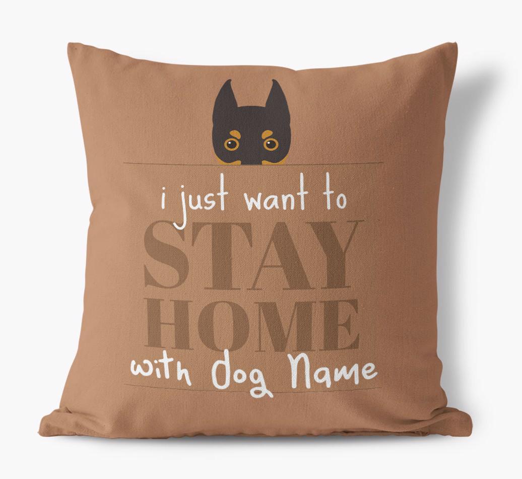 Stay Home: Personalized {breedFullName} Canvas Pillow